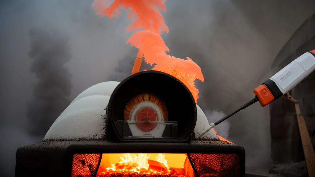 Termómetro infrarrojo marcando 500 grados centígrados dentro de un horno de pizza