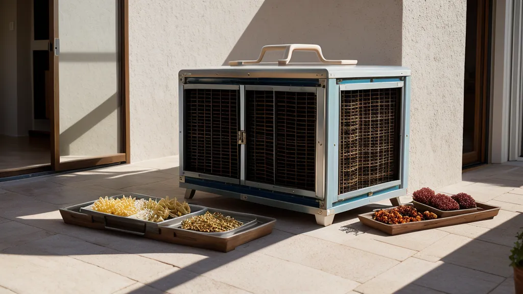 Secador eléctrico horizontal con seis charolas cargadas de pasta artesanal seca