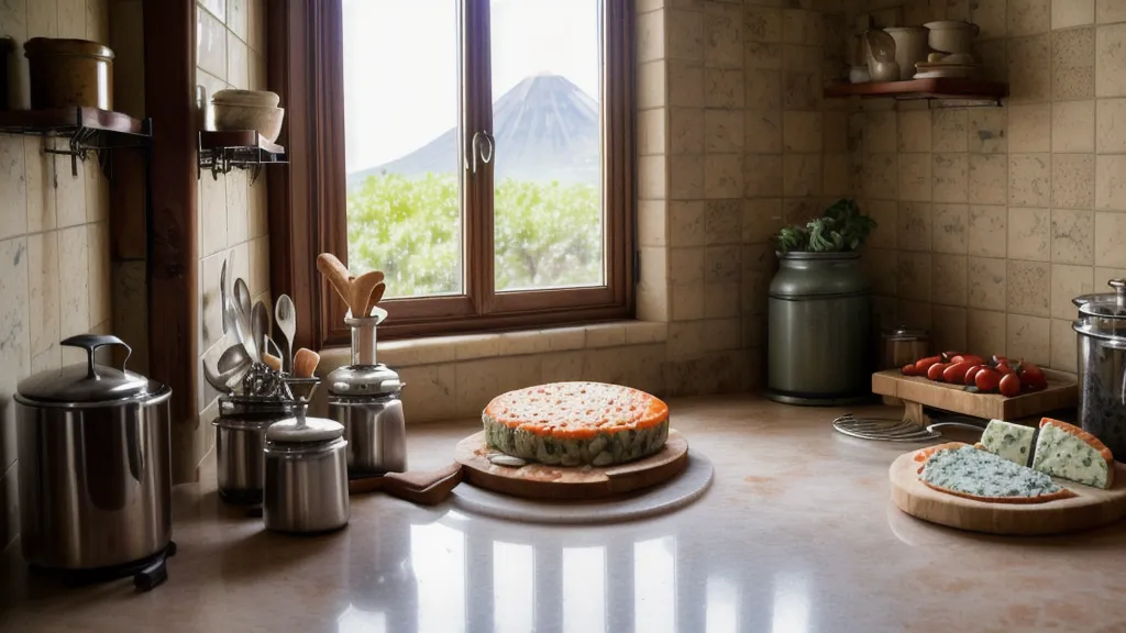Textura cremosa de queso vegano de anacardos recién procesado en un procesador de alimentos