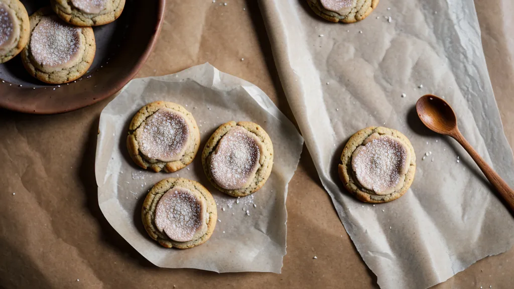 Extracto de fruta del monje y galletas keto recién horneadas sobre papel estraza.